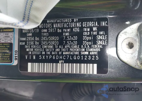 2020 Kia Telluride S из США, поврежденный, VIN 5XYP6DHC7LG012325